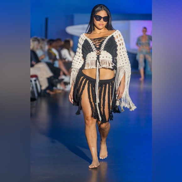 Boho Fringe Sweater - Black and Cream Handmade Original GoodVibeGoda Piece - Picture 13 of 16